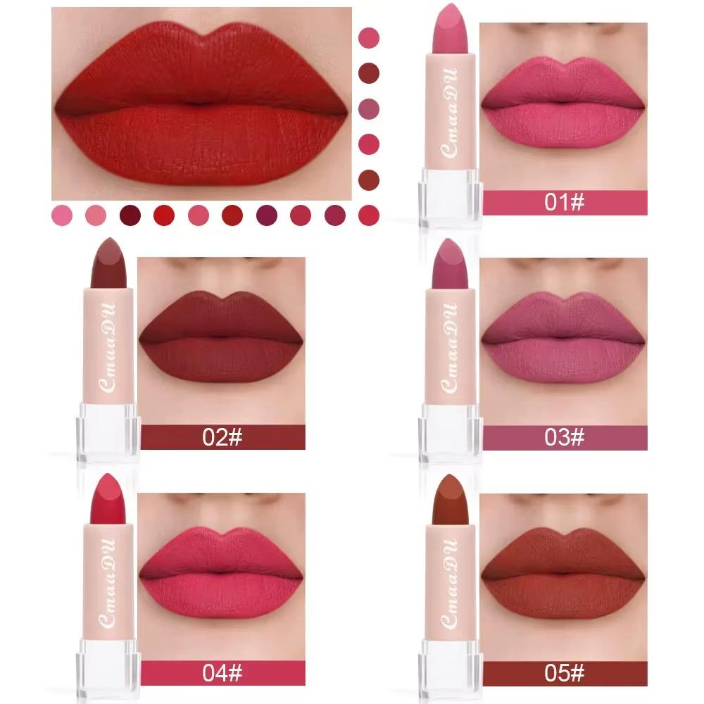 CmaaDu 15 Color Velvet Matte Lipsticks Waterproof Long Lasting Sexy Red Lipstick on-Stick Cup Makeup Lips Tints Pencil Cosmetics