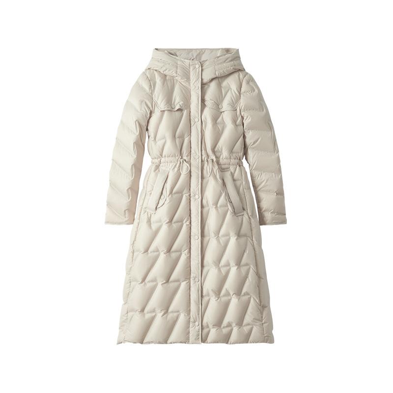 Korean version of the new fashionable thickened down jacket for women's medium and long models, over the knee, lengthened waist and thin warm jacket