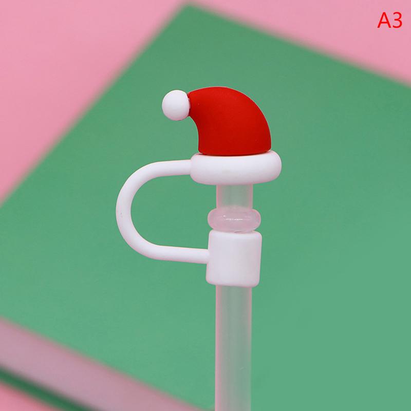 Christmas New Year Theme Cute Straw Dust Cap Dust Plug Detachable Doll Cute Straw Dust Cover Glass Stainless Steel Straw Cover