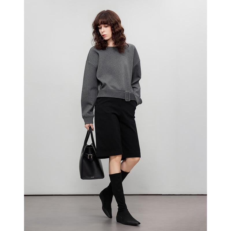 Demana Women's Air Layer Belted Drop Shoulder Sweatshirt