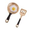 1/12 Dollhouse Miniature Frying Egg Pan Fork Set Kitchen Accessories Black