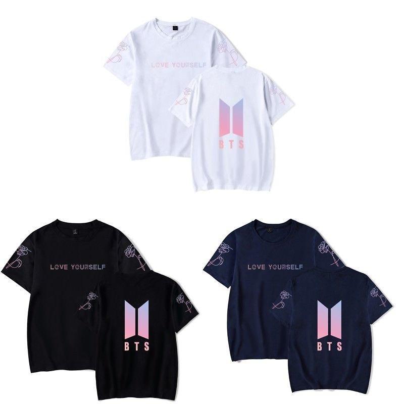 Bts Tryckt T-shirt Kortärmad Bomull Vardagskläder För Fans Mode
