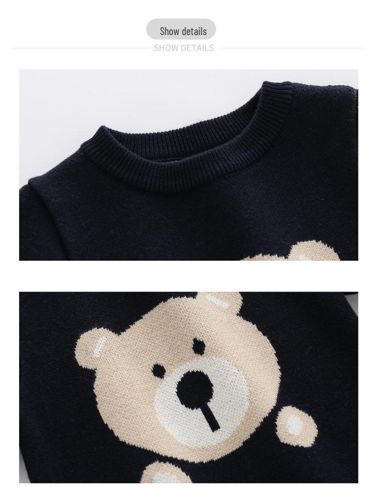 Nordic Little Bear Knitted Romper & Wool Harem Pants for Baby Boys - Autumn/Winter Wear