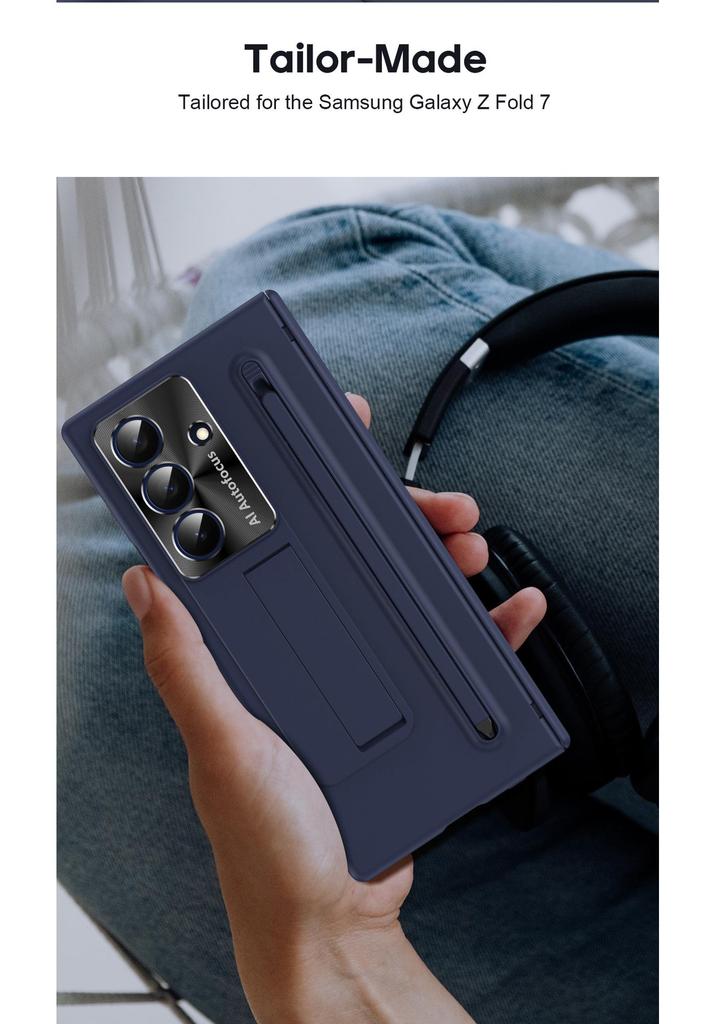 Samsung Galaxy Z Fold 7 Phone Case with Stylus Slot and Hinge Bracket