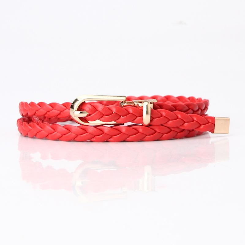 Korean Style Fashionable Women's Knitted Thin Belt Women's High-end Dress Suit Small Belt Pin Buckle Belt