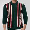 Men's Casual Striped Color - Blocked Knitted Cardigan With Lapel Outerwear