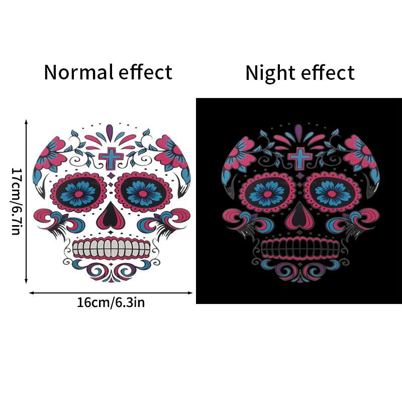 Mexico Day of the Dead Luminous Facial Tattoo Sticker Halloween Party Decoration Halloween Dress Up Day of the Dead DIY Party