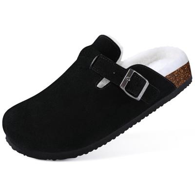 Fashion Litfun 2024 Fellgefütterte Clogs für Damen Herren Winter Fuzzy Hausschuhe Warme Fellige Wildleder Pantoletten Gemütliche Haus Korkschuhe mit Fußgewölbeunterstützung