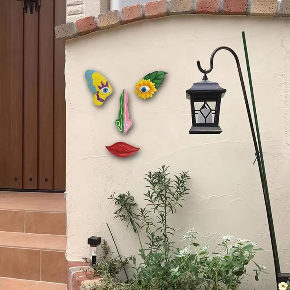 

1 Set Handmade Tree Face Statue Unique Resin Garden Sculptures Butterfly Tree Face Pendants Outdoor 1 Set