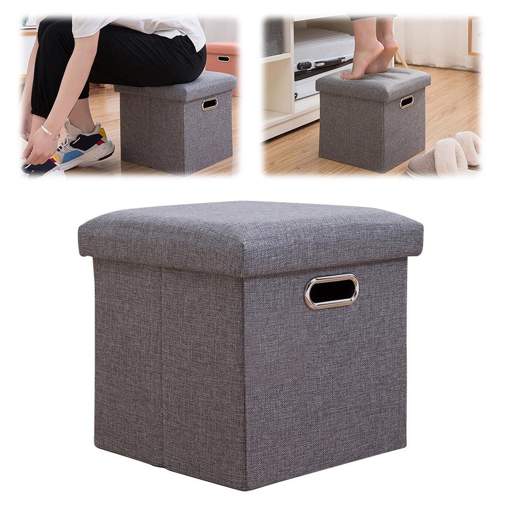 Folding Storage Ottoman Foldable Small Ottoman Foot Rest 11.81x11.81x11.81inch Small Collapsible Seat Organizer Comfortable Seat
