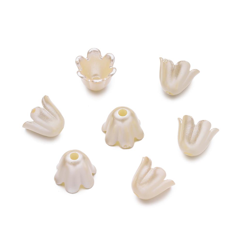 50pcs ABS Artificial Pearls Chime Flowers Beads Spacer Loose Beads for DIY Bracelets Necklaces Jewelry Making Craft Supplies