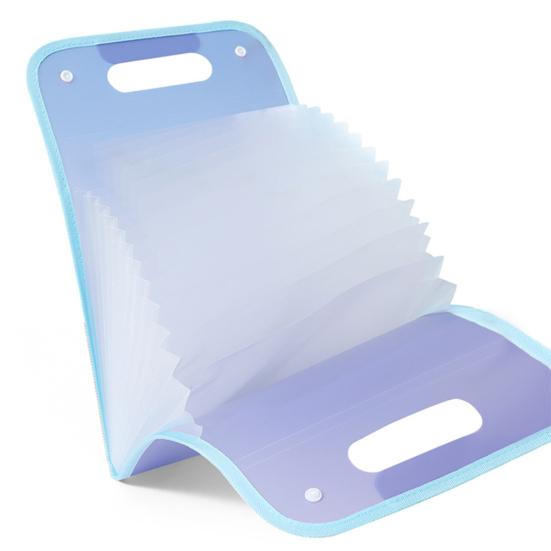 Expanding File Folder A4 13 Compartment Translucent File Case with Handle Waterproof Document Organizer Student Test Papers School Supplies