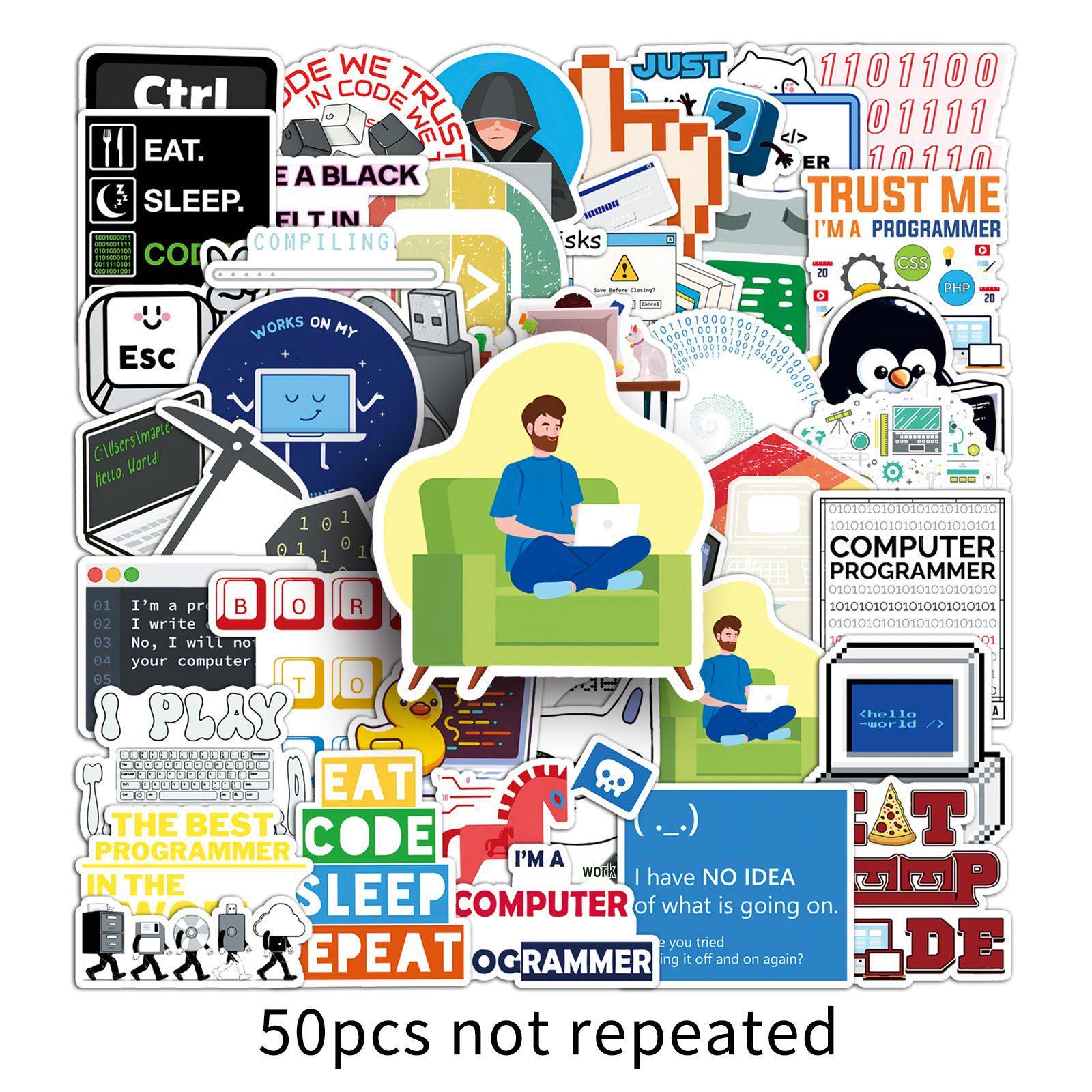 50 Programmer Graffiti Stickers - Creative, Trendy Designs for Laptops & Phones