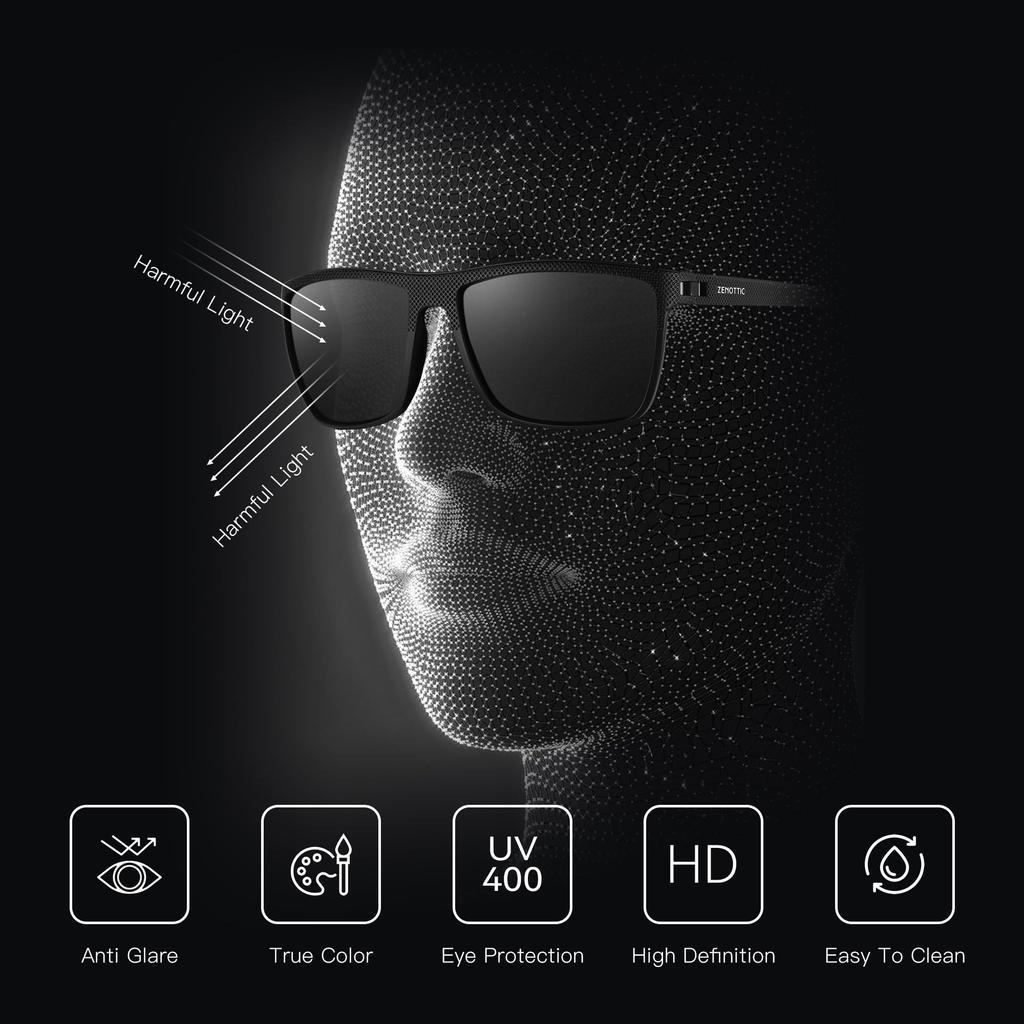 ZENOTTIC Retro Square Polarized Sunglasses Fashion Shade Women Men Ultra light TR90 Frame UV400 Protection Classics Sun Glasses