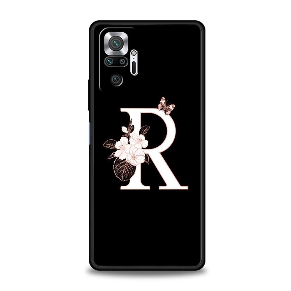 Phone Case Cover for Redmi 14C 10C Note 15 14 13 12 10 11 Pro Plus K40 Soft TPU Shockproof Fundas Shell Flowers Initial Letter