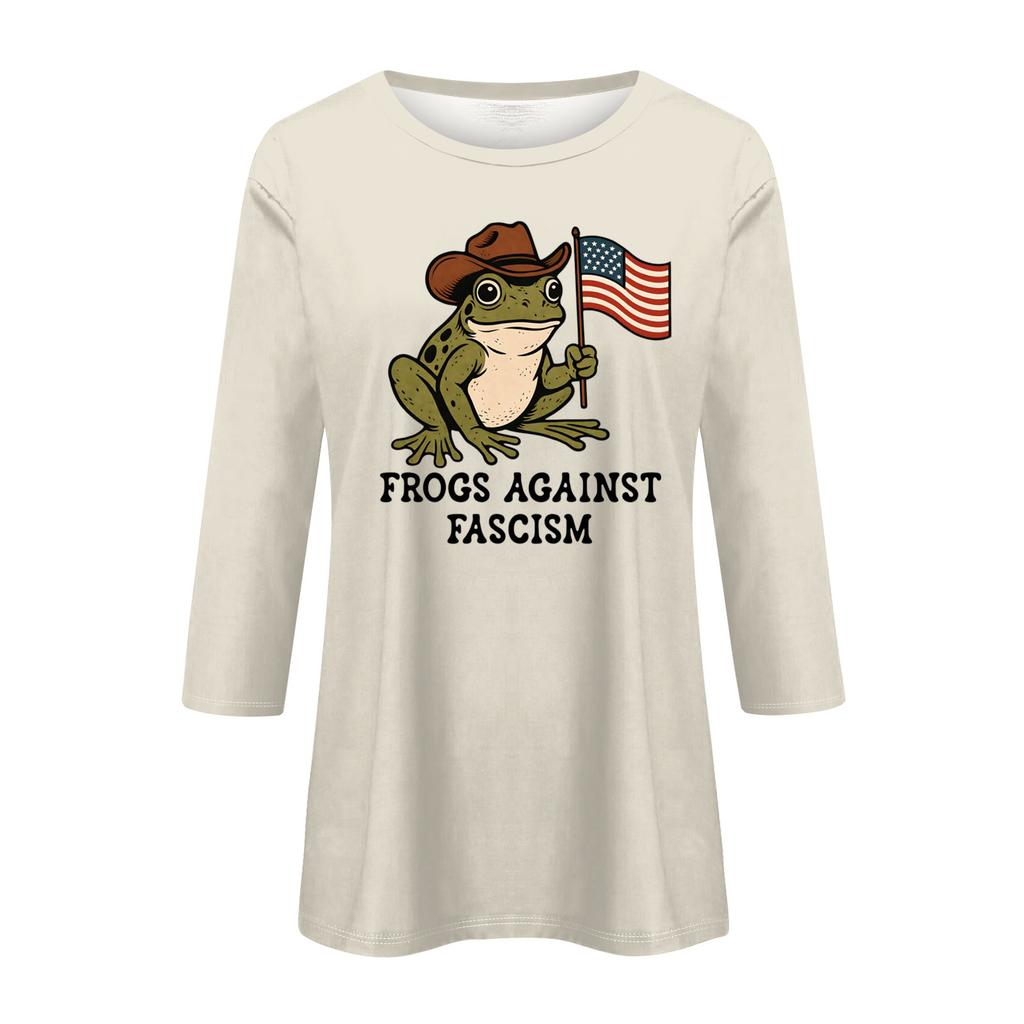 Women's Fashionable Casual Three-quarter Sleeve Round Neck Top