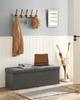 SONGMICS Storage Ottoman, Foldable Storage Chest, 110 x 38 x 38 cm, Faux Linen Footstool, Holds up to 300 kg, Bedroom Living Room Hallway, Dark Gray
