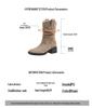 Herbst/Winter 2025 Retro-Stil Mid-Calf Wildleder Geraffte Cowboy-Stiefel