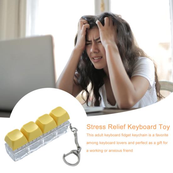 Mechanická klávesnice Fidget Přívěsek na klíče Úleva od stresu Úzkost Přenosná Cestovní Tichá Děti Dospělí 4 Klávesy Klávesnice Klikání Senzorická Klávesa Hračka