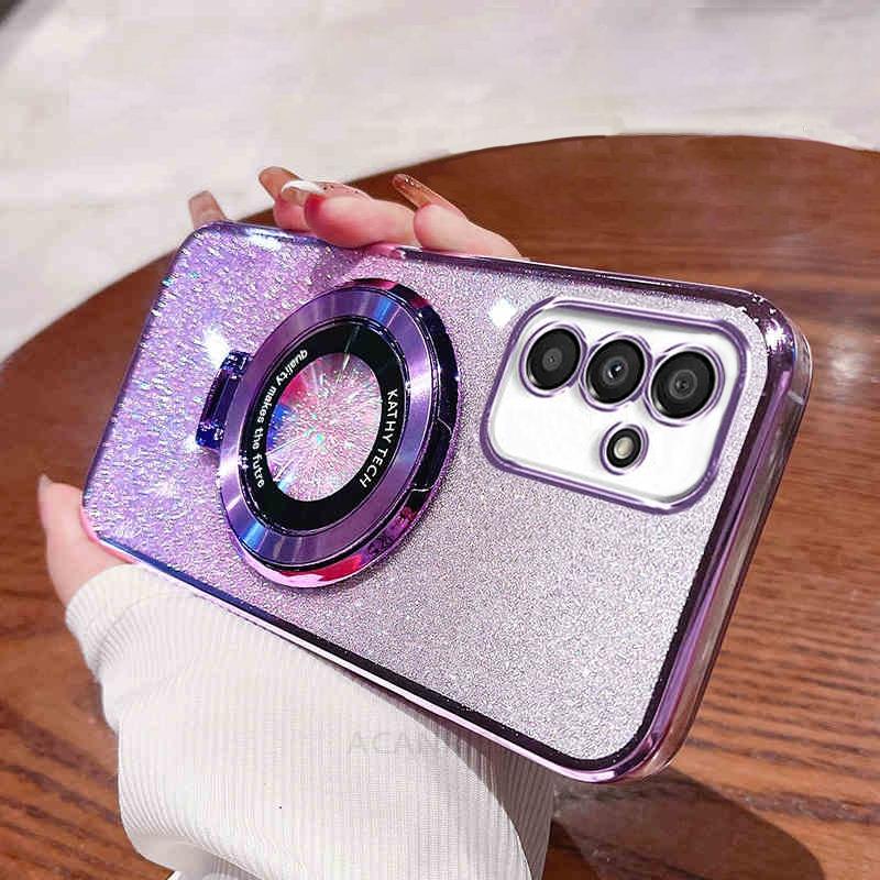 

M 14 34 54 55 52 Блестящий держатель с силиконовым чехлом для Samsung Galaxy M14 M34 M54 M55 M53 M52 M23 M51 A04s A05s Подставка A34 5G