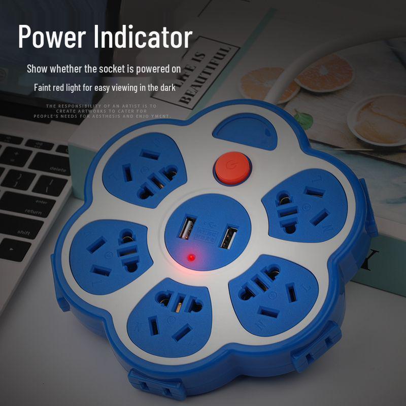 Creative USB Multi-Hole Power Strip with Anti-Leakage Socket for Dorm & Home