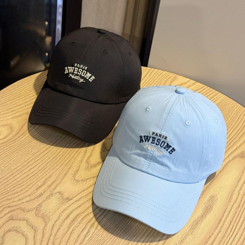 Three-Dimensional Letter Embroidery Baseball Cap Men'S And Women'S Quick-Drying Sun Protection Cap Dome Letter Printing Sunshade