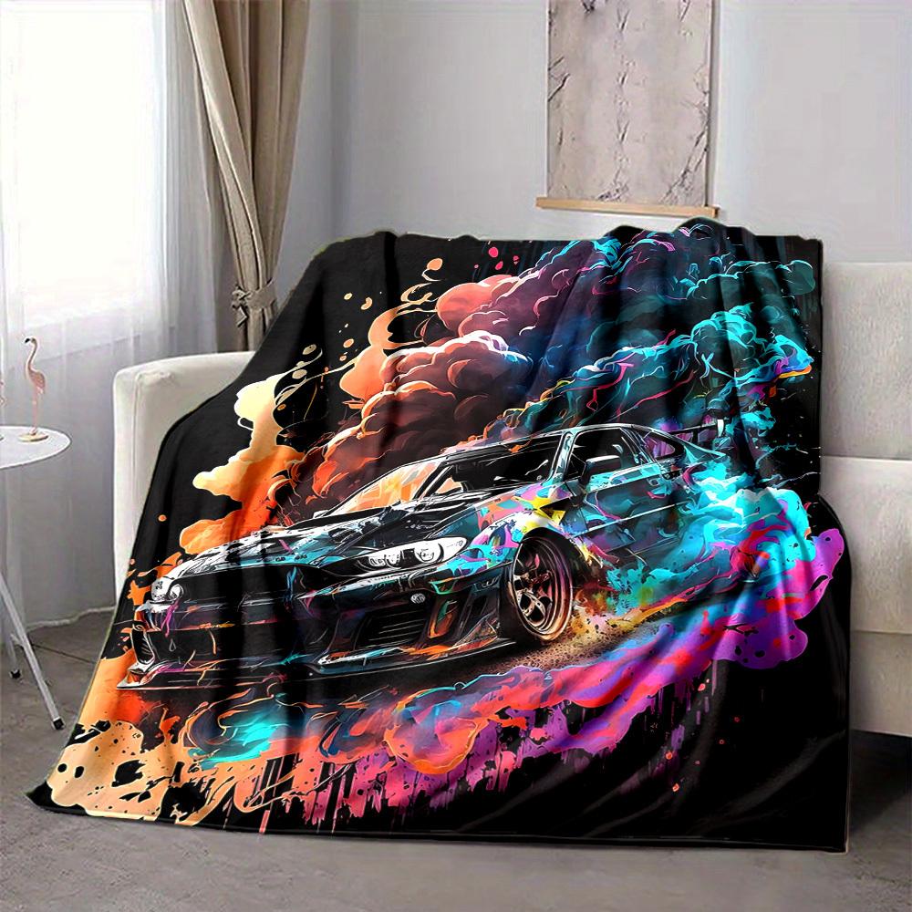 1pc Car Smoke Lightweight Flannel Blanket, Comfortable and Warm Blanket, for Office and Camping Sofa Bed, Livingroom083
