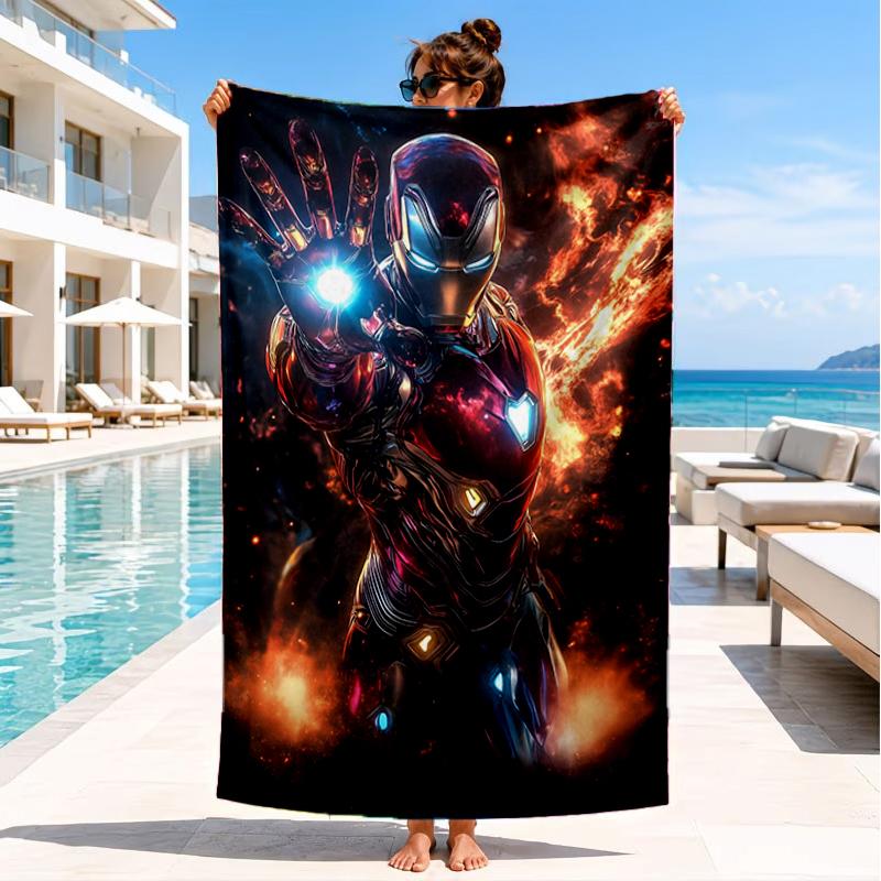 Iron In Action Beach Towel, Super Soft Microfiber, Perfect Gift for Her/Him, Birthday, for Pool, Beach, Travel, Decor Beach Party