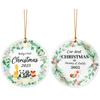 2Pcs Baby'S First Christmas Ornament Our First Christmas As Mom & Dad Baby Girl Boy Ornament Newborn Baby Ceramic Ornaments Hang