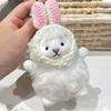 Charming Original Crochet Plush Sheep Keychain With Colorful Bow And Frog Eyes