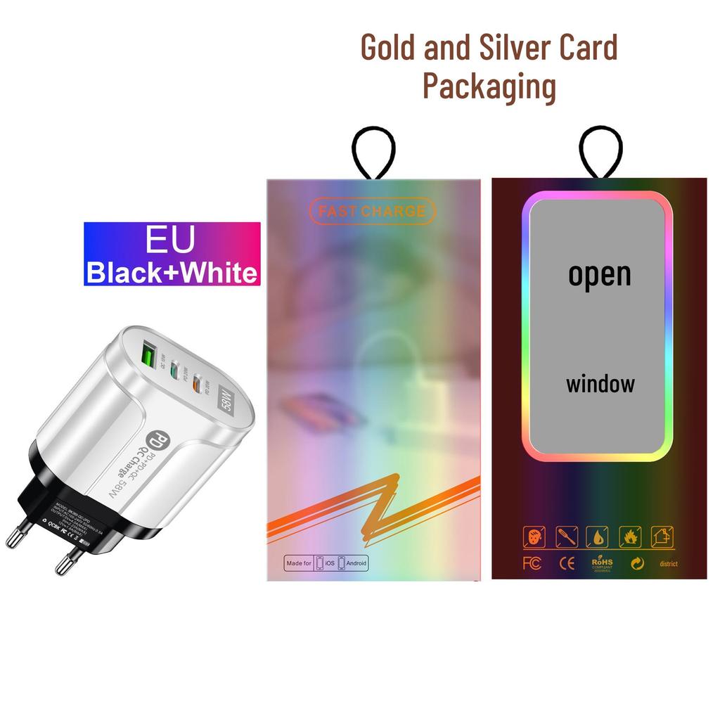58W Dual Fast Charger: 2PD + QC3.0 for EU/US/UK/AU Plugs