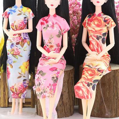 Handmade 30cm Doll Accessories Unique Dress Clothes For Chinese Traditional Dress Cheongsam Style Evening Dress