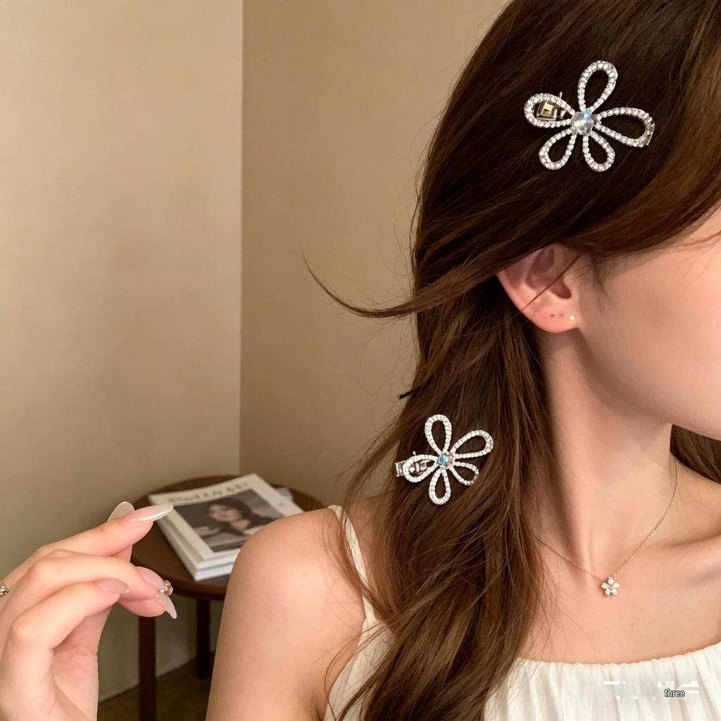 Exquisite Sparkling Diamond Flower Hair Clip for Women – Elegant Side Hair Accessory