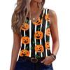 Women's Sleeveless V-Neck Halloween Print Tank Top for Casual Wear