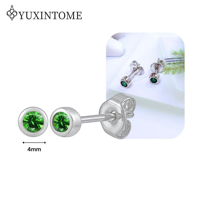 Turquoise 925 Silver Ear Needle Green Zircon vintage emerald Heart/Flower Pendant Hoop Earrings Fashion party Jewelry