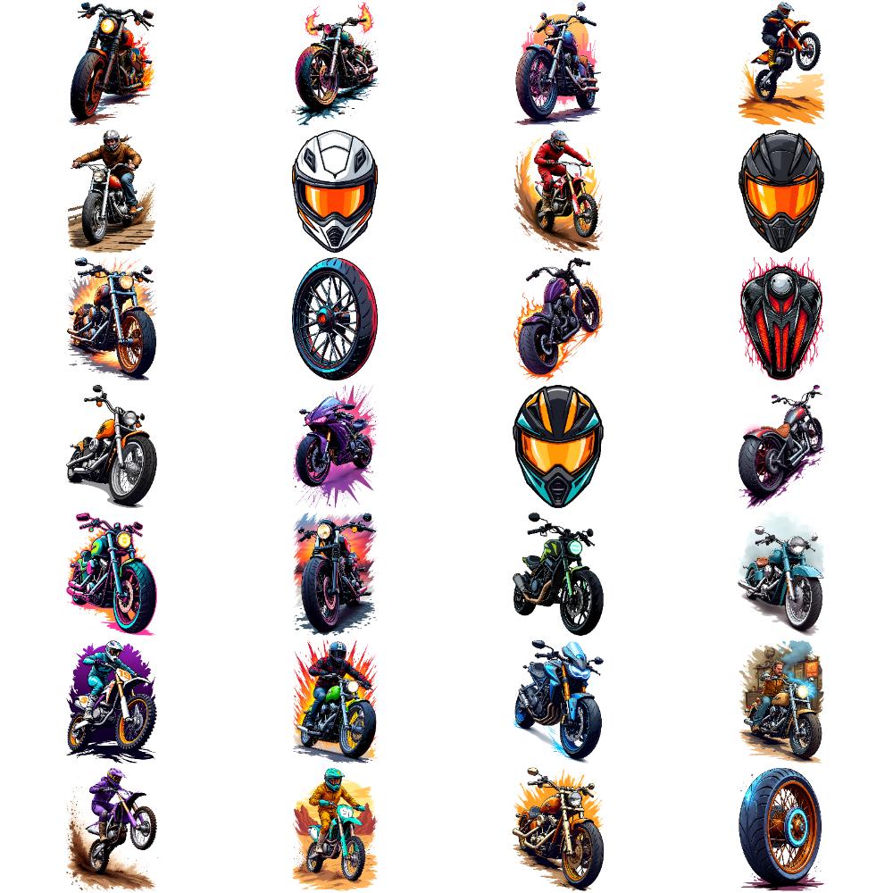 28pcs Temporary Tattoo Helmet Temporary Tattoo Stickers Motorcycle Sticker Waterproof Long-lasting Body Stickers For Adults
