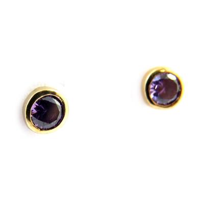 [M1084] - Gold Plated 'Unique' Golden Amethyst Earrings - 3 Mm
