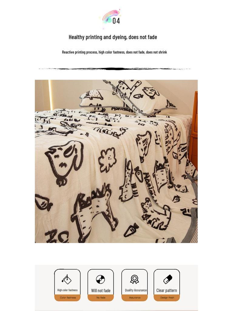 Milk Velvet Double-Sided Fleece Blanket: Office Nap, Sofa, Thick, Warm Style