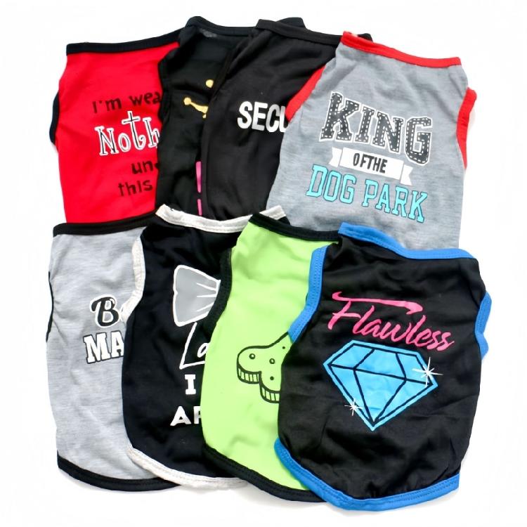 

8pack Light weight Polyester Dog And Cats Clothing Easy To Clean And Fashion Funny Printed Dog Vest Shirt for Outdoor XS