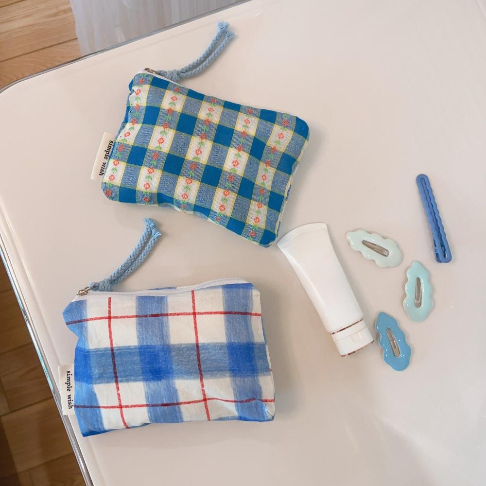 Borsa da cosmetico a fiori e quadri alla moda, pochette, grande capacità, organizer da viaggio, trousse, mini rossetti, borsa per riporre il trucco