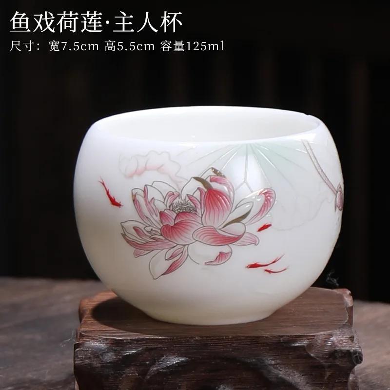 Taza Portátil de Porcelana Jade Grasa de Oveja Zodíaco Chino Porcelana Blanca Té Cerámica Hecha a Mano Taza Individual Tazas de Té Maestras