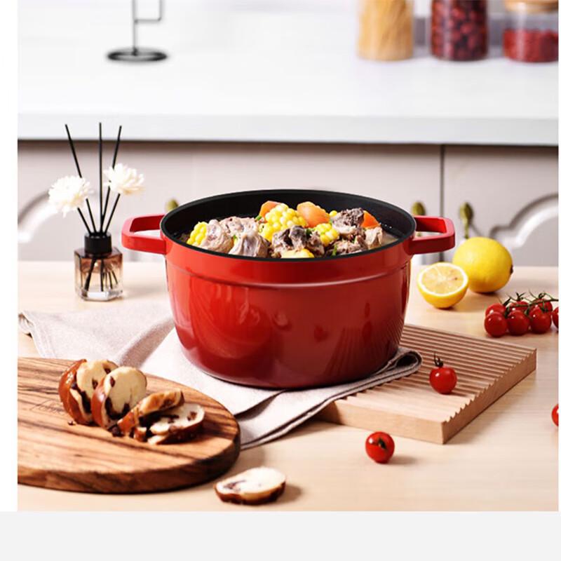 Ziboya 24cm Red Enamel Pot