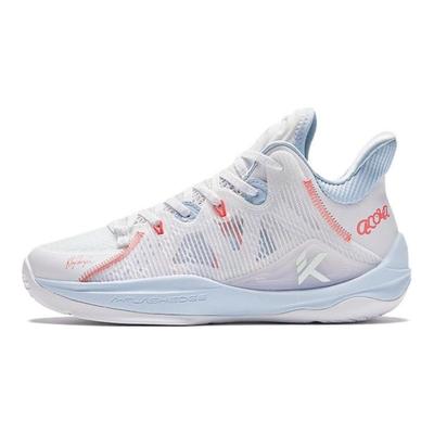 Kids Fabric Comfortable Shock Absorbing Wear Resistant Mid Top Basketball Shoes Kids Basketball Shoes White Blue 312411110-5