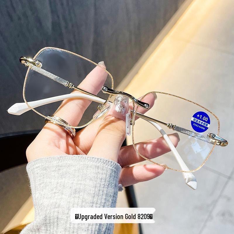 Women's Anti-Blue Light Diamond-Cut Rimless Reading Glasses