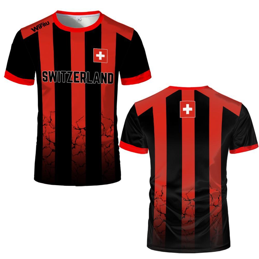 Swiss Flag 3D Printed Jersey Summer Youth Breathable Quick-drying Soccer Training Uniform Men's And Women's Sports T-shirts