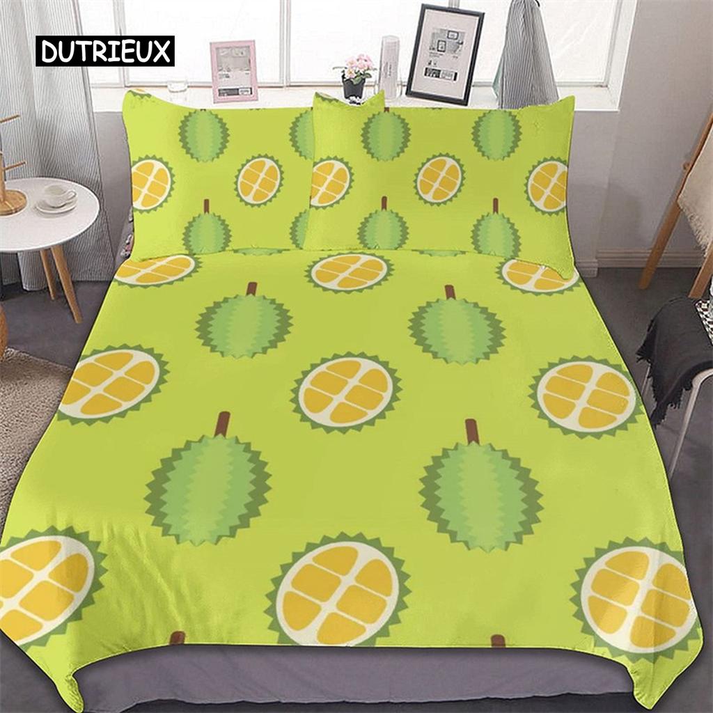 Tropikalny Owoc Durian Poszewka na Kołdrę Mikrofibra Pościel Zestaw 3D Nadruk Poszewka na Kołdrę Z Poszewkami Król Dla Nastolatka Dorosłego Wystrój Sypialni