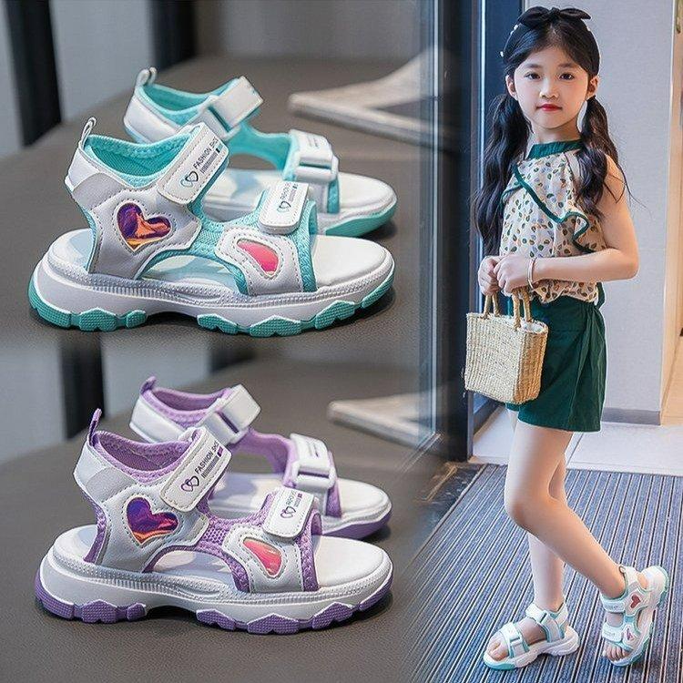 Girls sandals 2025 new summer soft-soled non-slip sports baby children girls princess beach shoes medium and old children