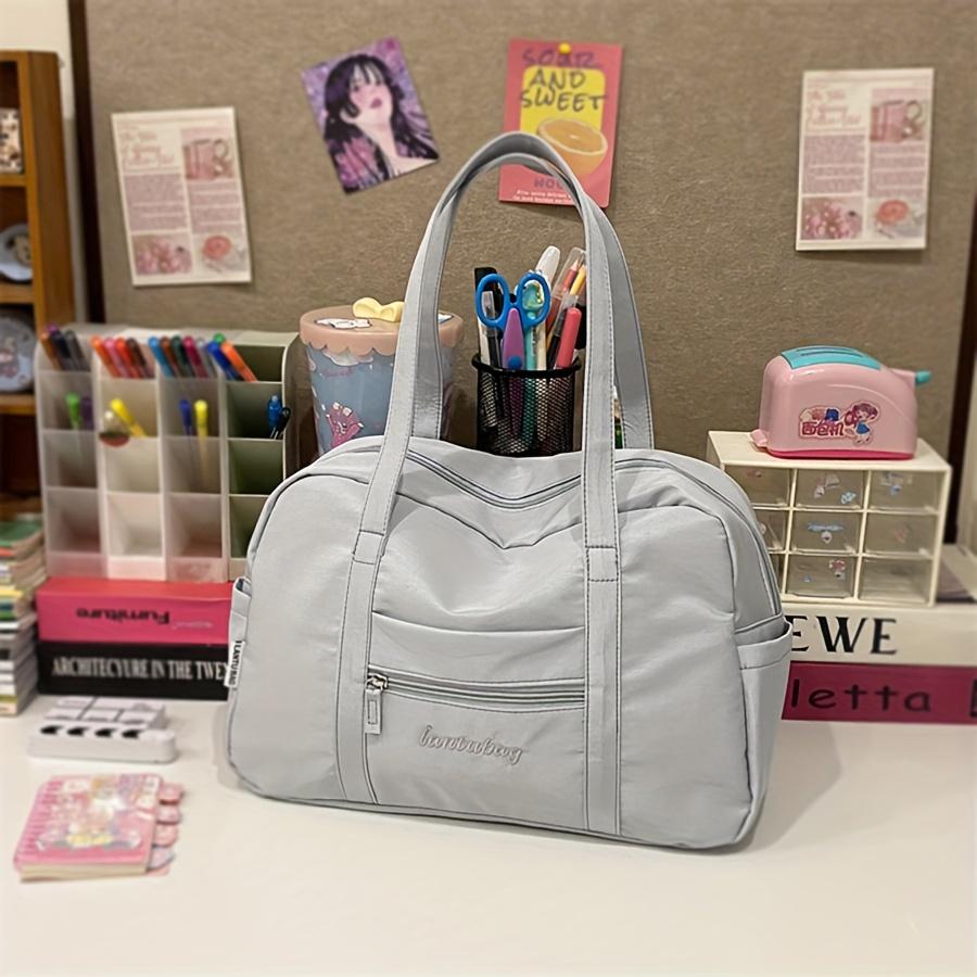 Chic Nylon Tote Bag for Women Lightweight, Large Capacity, Casual Korean-Style Fitness & Travel Shoulder Bag with Zipper