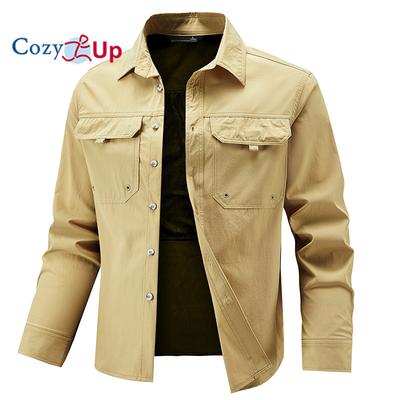 Cozy Up Men's Long-sleeved Shirt Elastic Breathable Casual Thin Lapel Casual Shirt