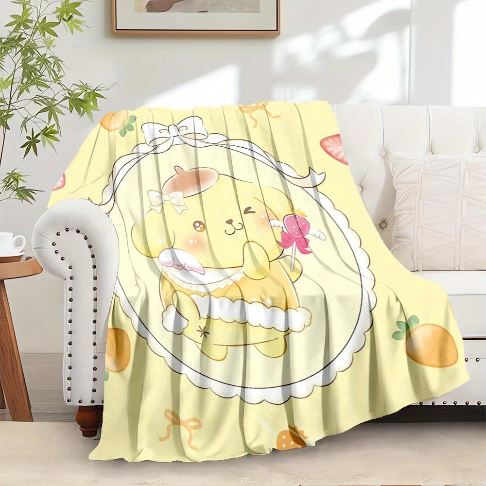 

1pc Cute, Pom Pom Purin, KawaiiDigital Print Flannel Throw Blanket, Super Soft Plush Fleece Bedspread, Multipurpose All-Season Hypoallergeni 130x150cm